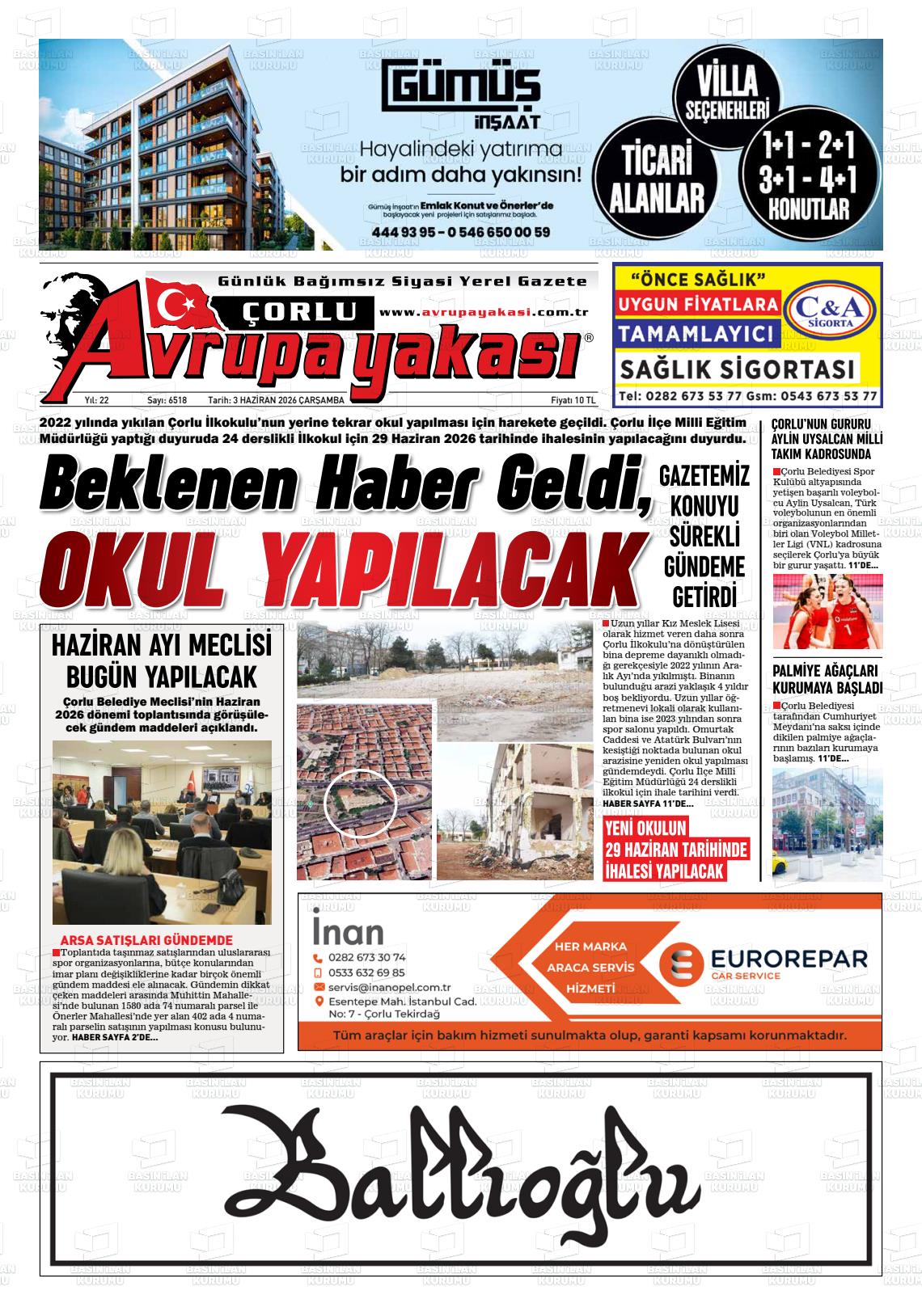 Tekirdag Avrupayakasi 03.06.2026