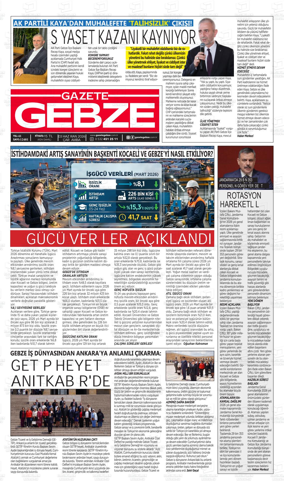 Kocaeli Gebze 03.06.2026