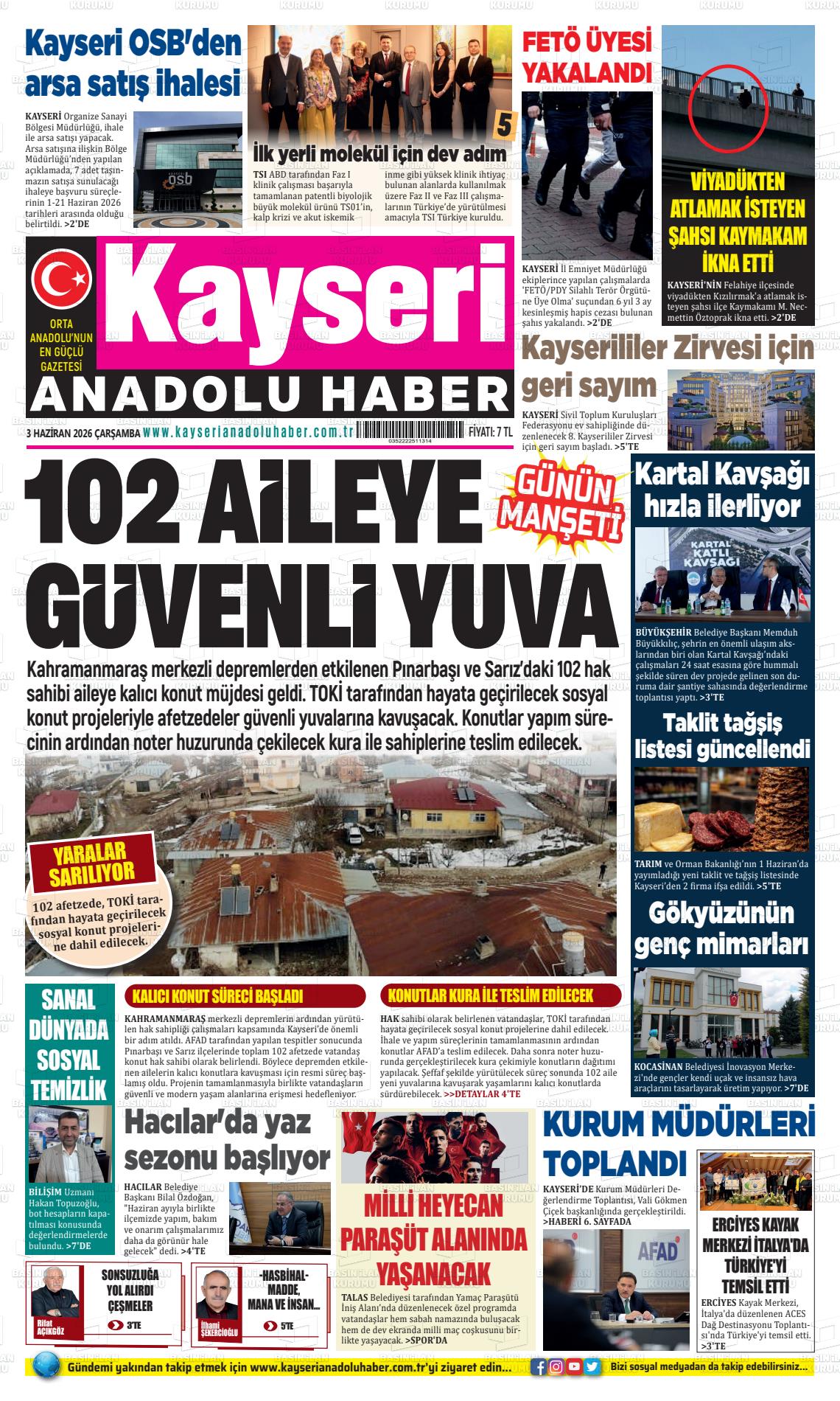 Kayseri Anadoluhaber 03.06.2026