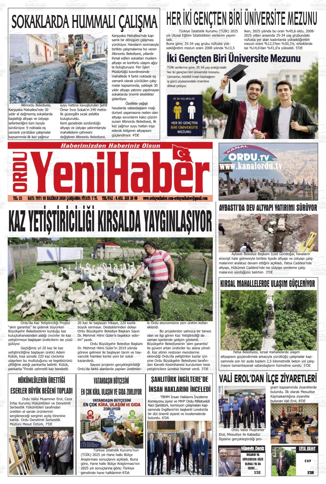 Ordu Yenihaber 03.06.2026