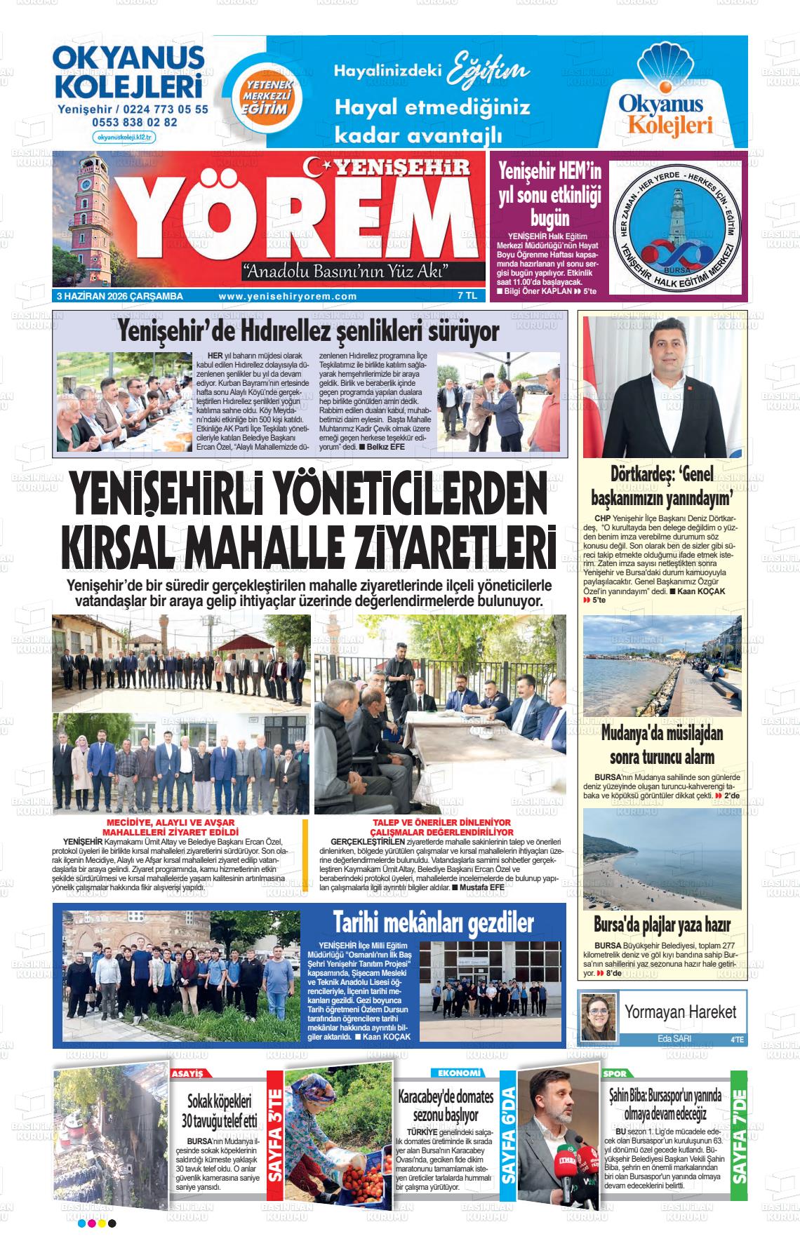 Bursa Yenisehiryorem 03.06.2026