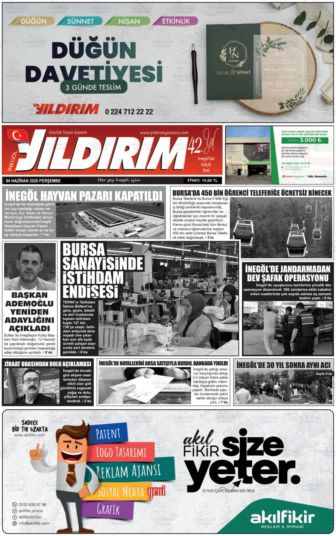 Bursa Inegolyildirim 04.06.2026