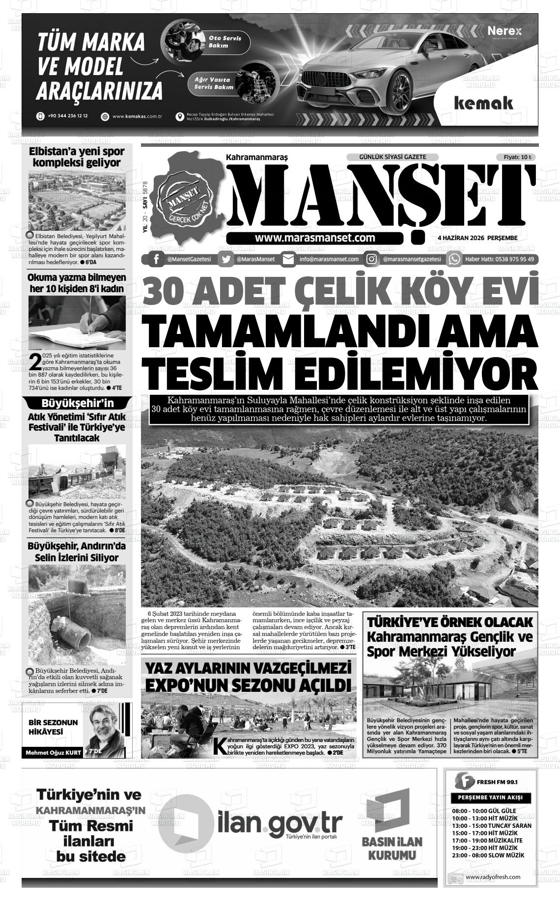 Kahramanmaras Manset 04.06.2026