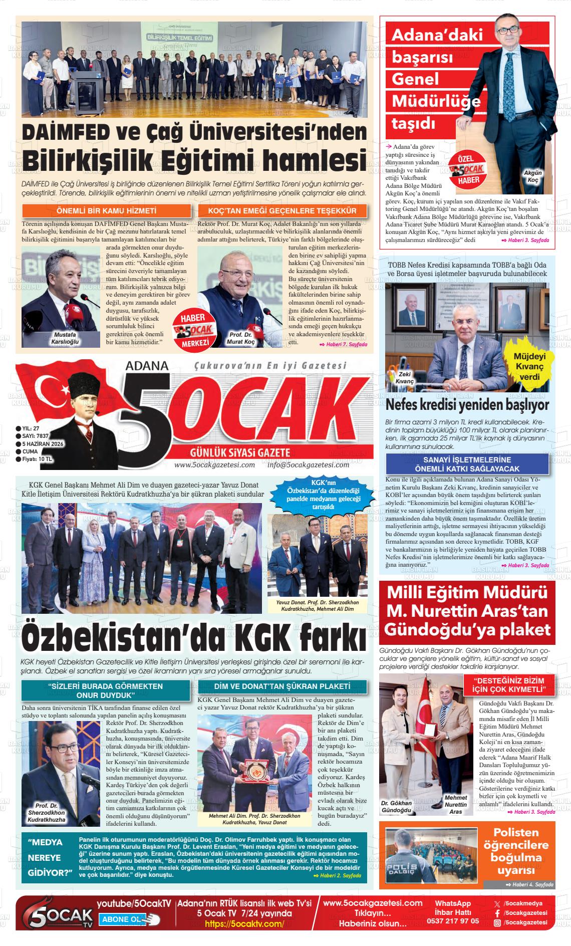 Adana 5 Ocak 05.06.2026