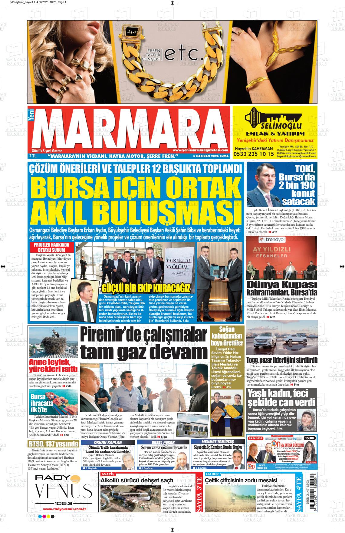 Bursa Yenimarmara 05.06.2026