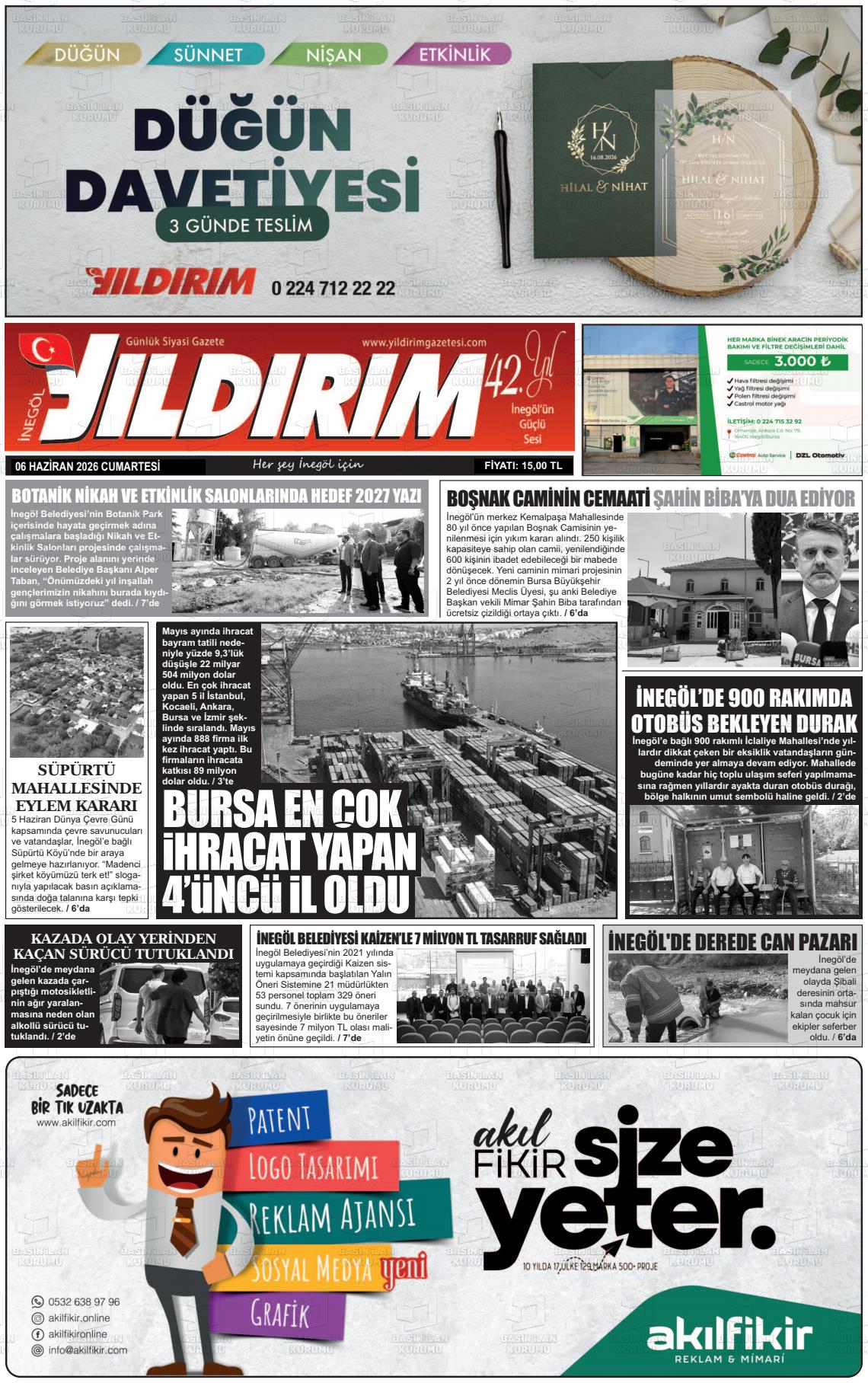 Bursa Inegolyildirim 06.06.2026