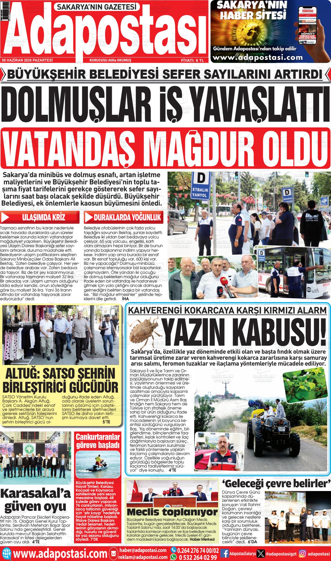 Sakarya Adapostasi 08.06.2026