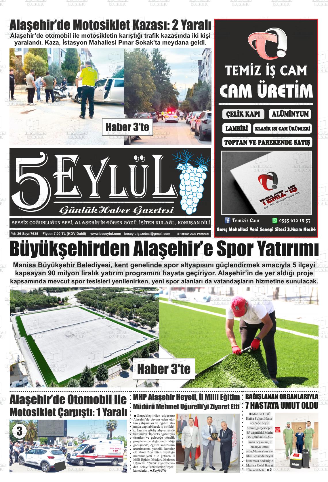 Manisa Alasehir 5 Eylul 08.06.2026