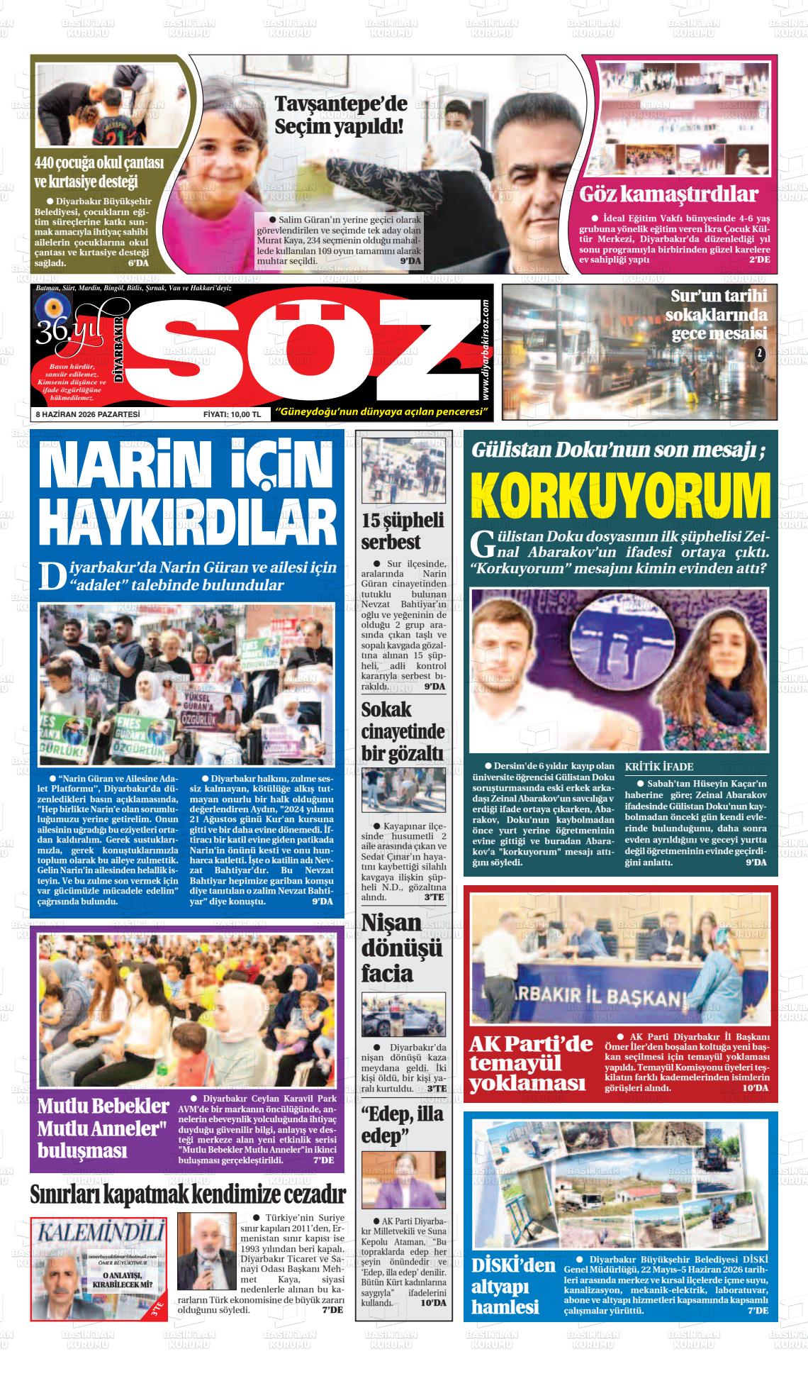 Diyarbakir Soz 08.06.2026