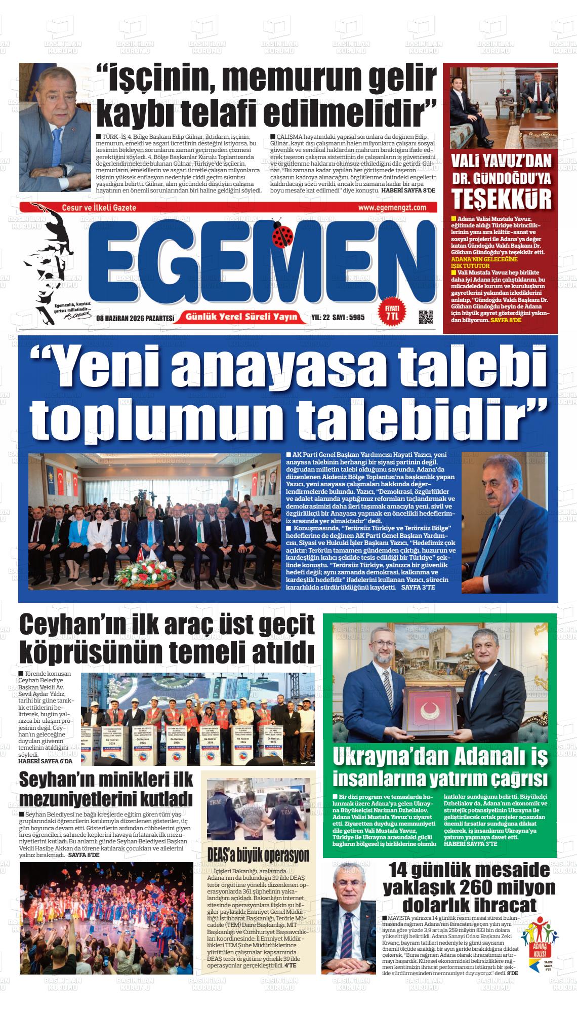 Adana Egemen 08.06.2026