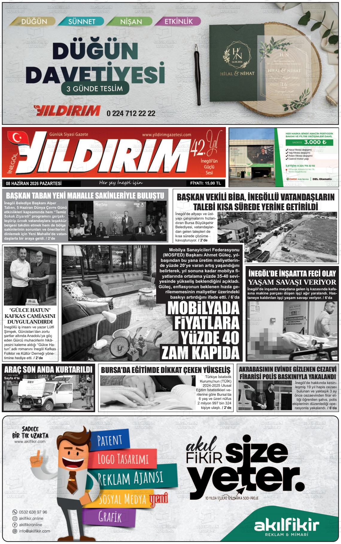 Bursa Inegolyildirim 08.06.2026