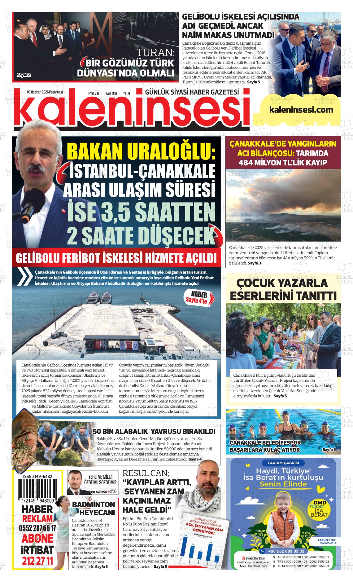 Canakkale Kaleninsesi 08.06.2026