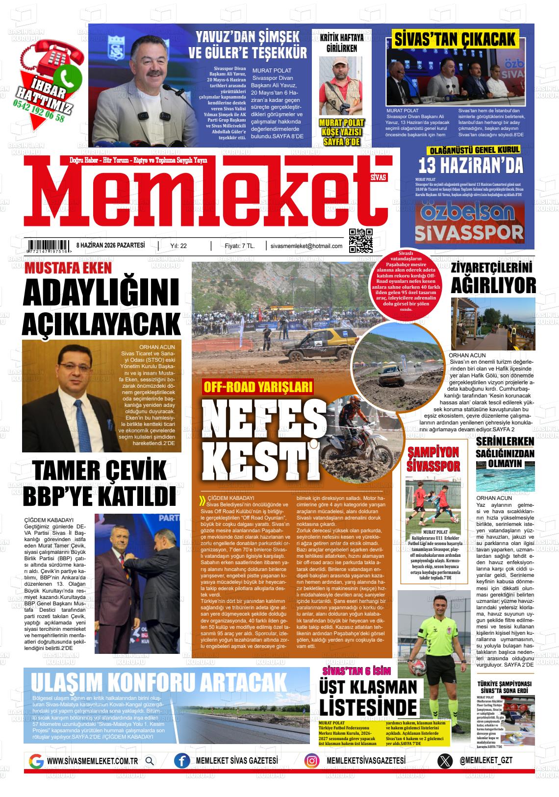 Sivas Memleket 08.06.2026
