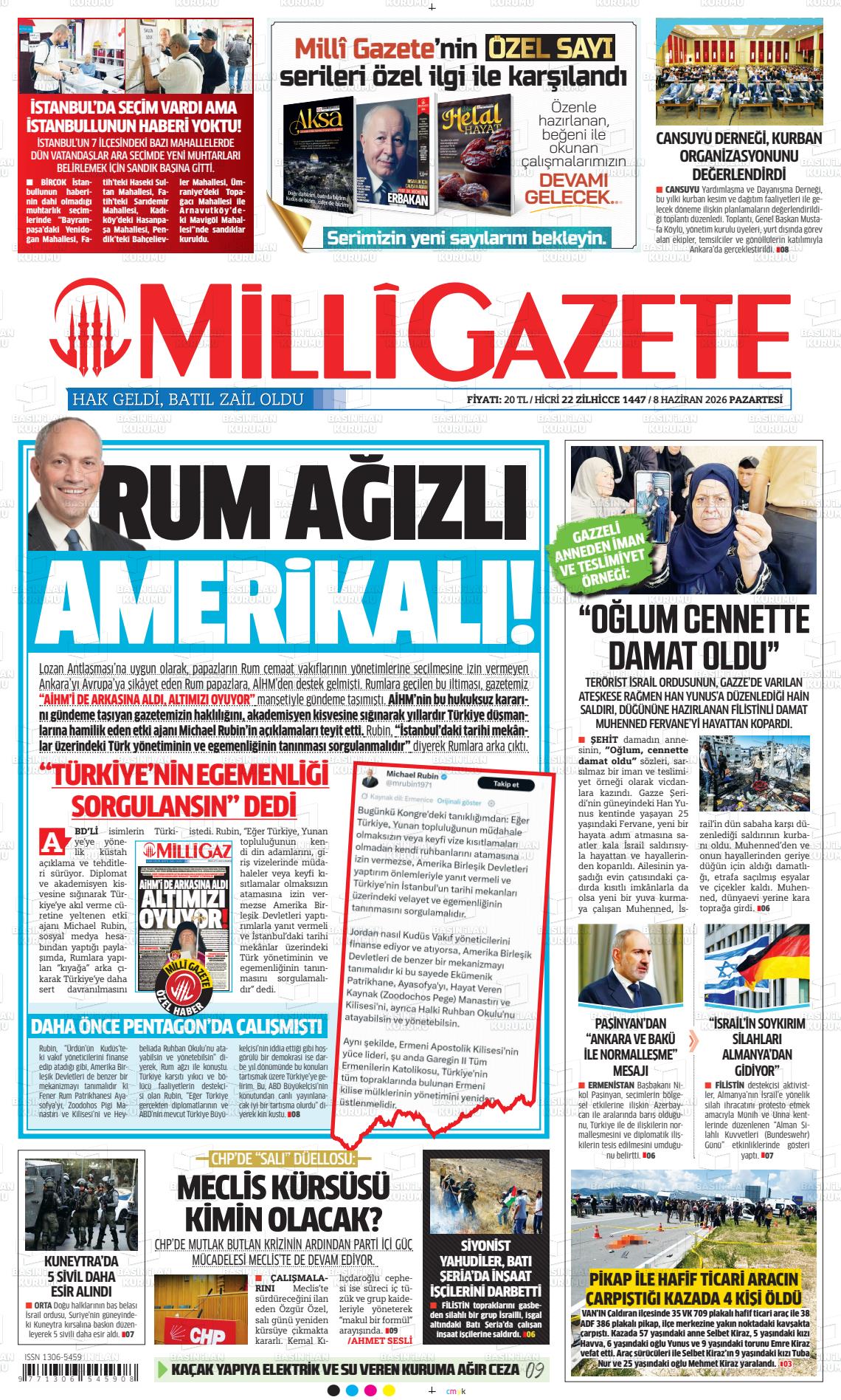 Milli Gazete Gazetesi 08.06.2026