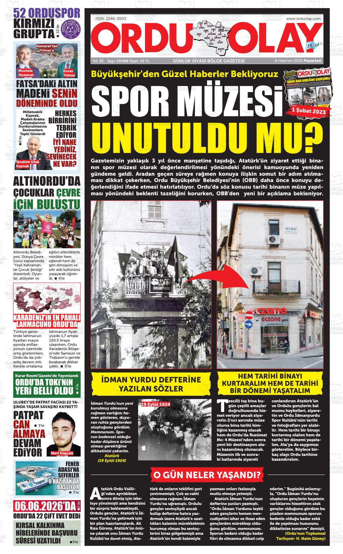Ordu Olay 08.06.2026