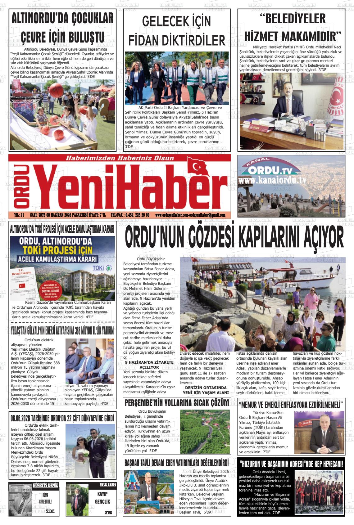 Ordu Yenihaber 08.06.2026