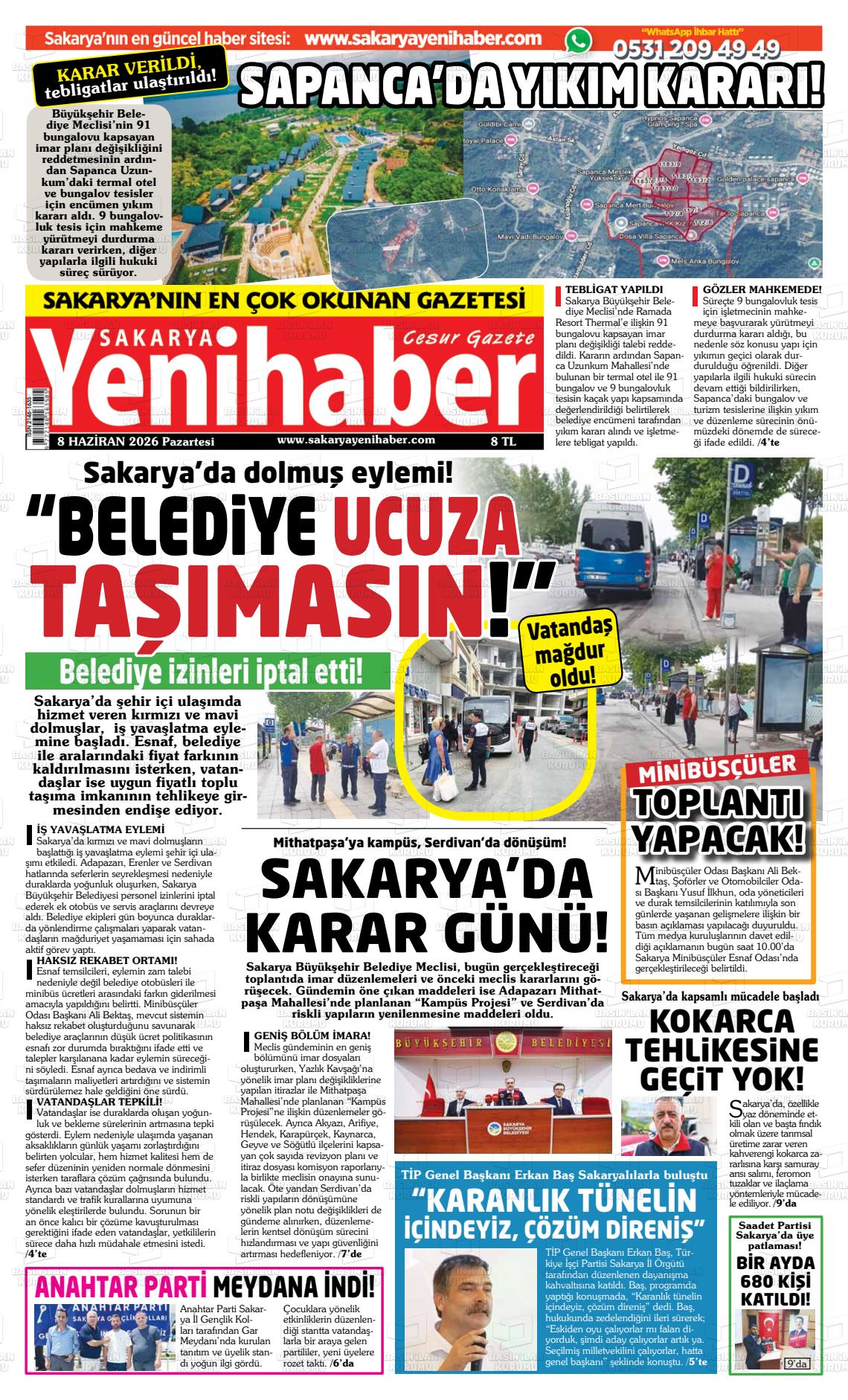Sakarya Yenihaber 08.06.2026