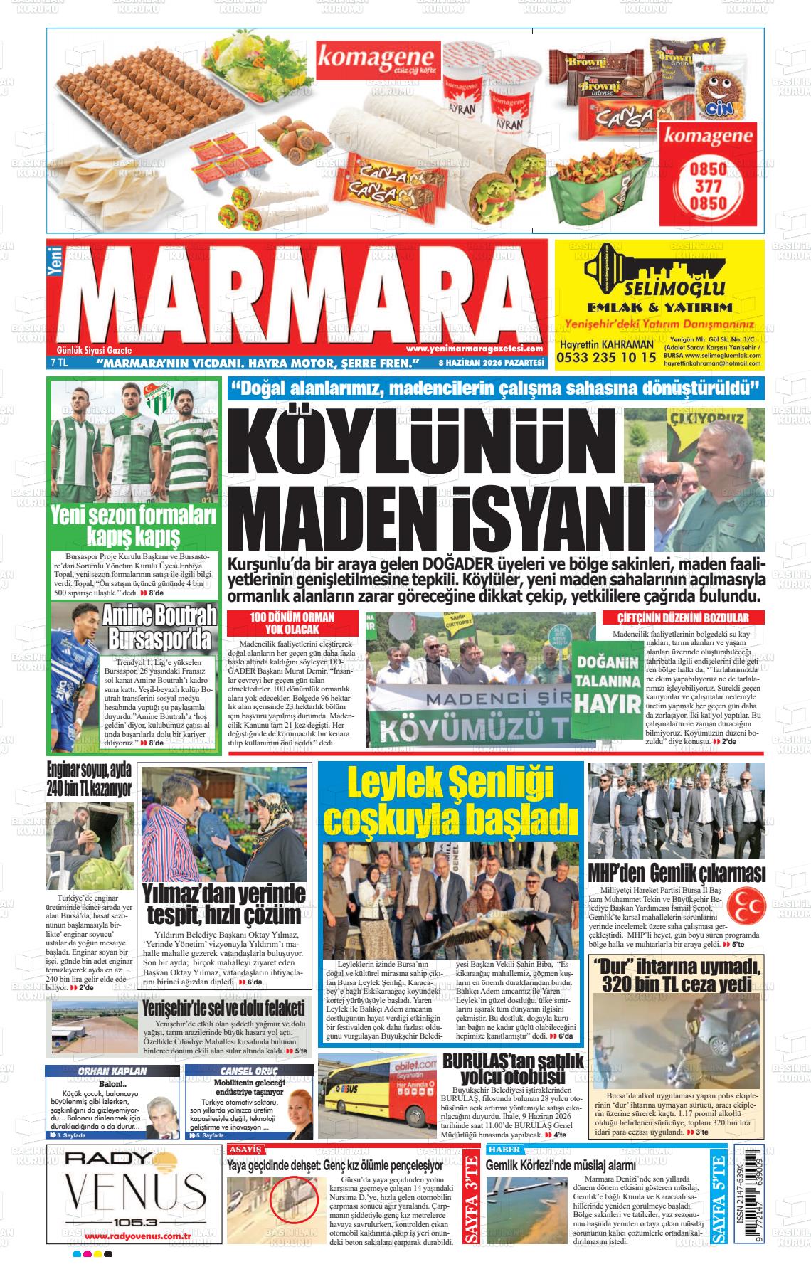 Bursa Yenimarmara 08.06.2026