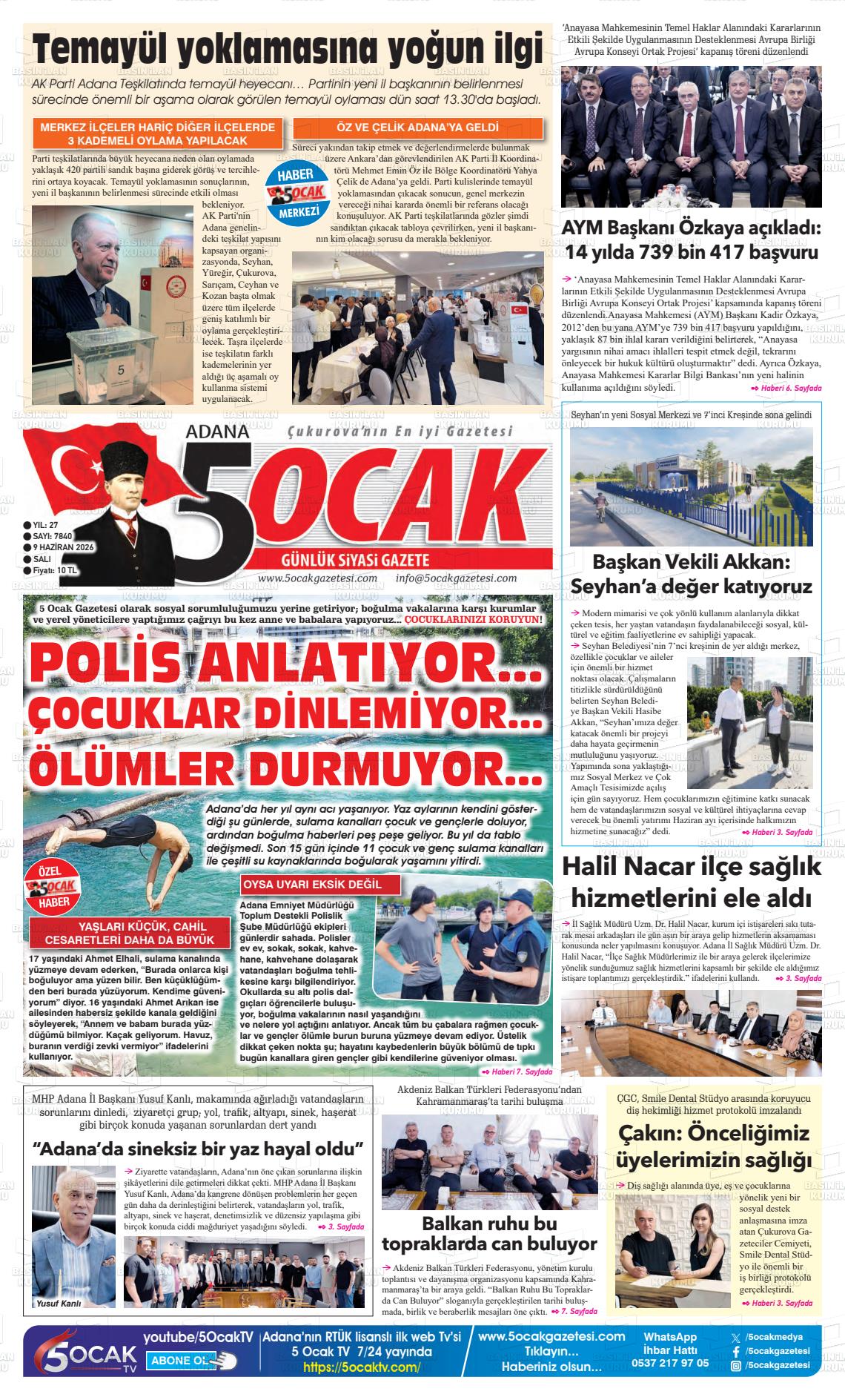 Adana 5 Ocak 09.06.2026