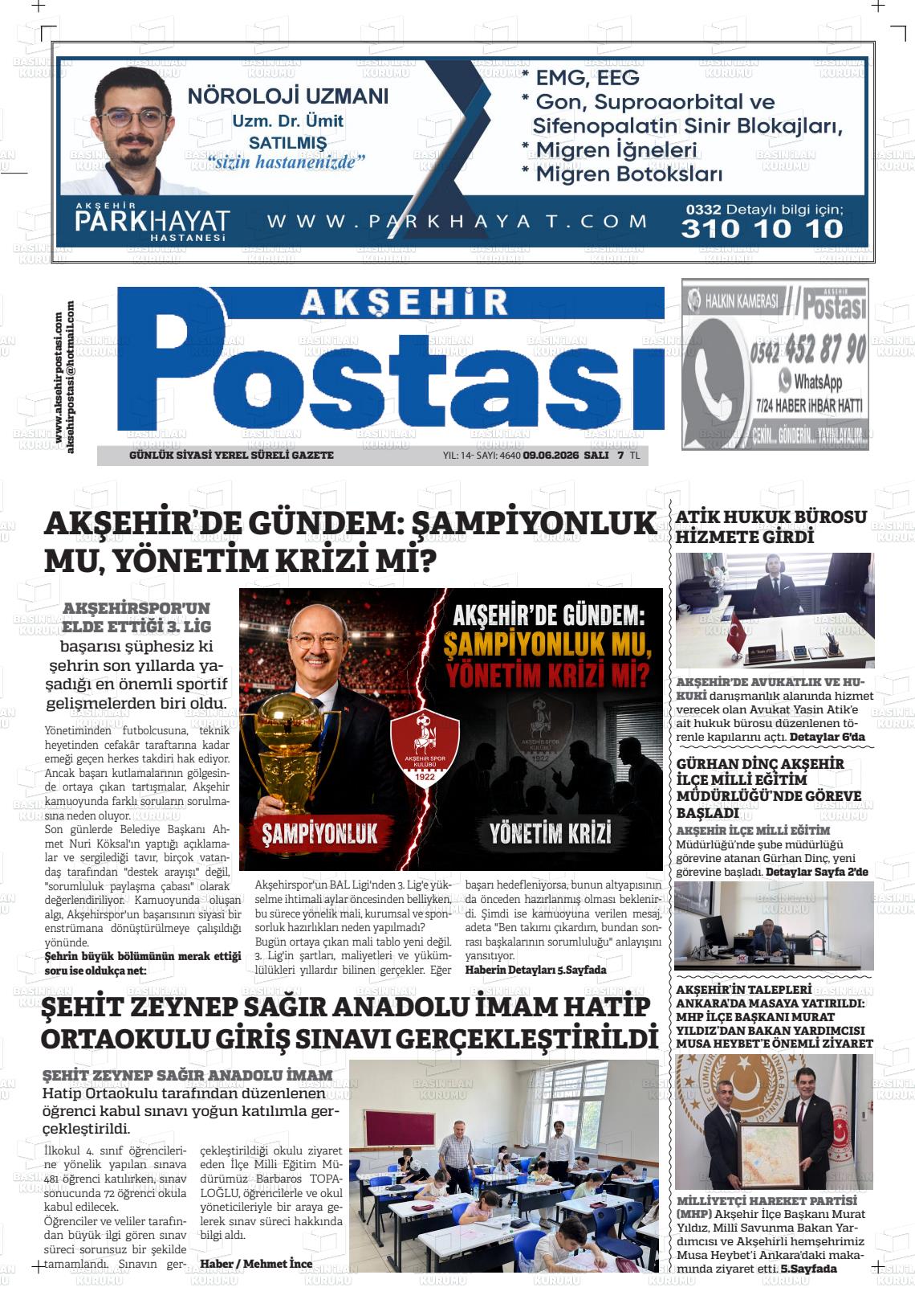 Konya Aksehirpostasi 09.06.2026