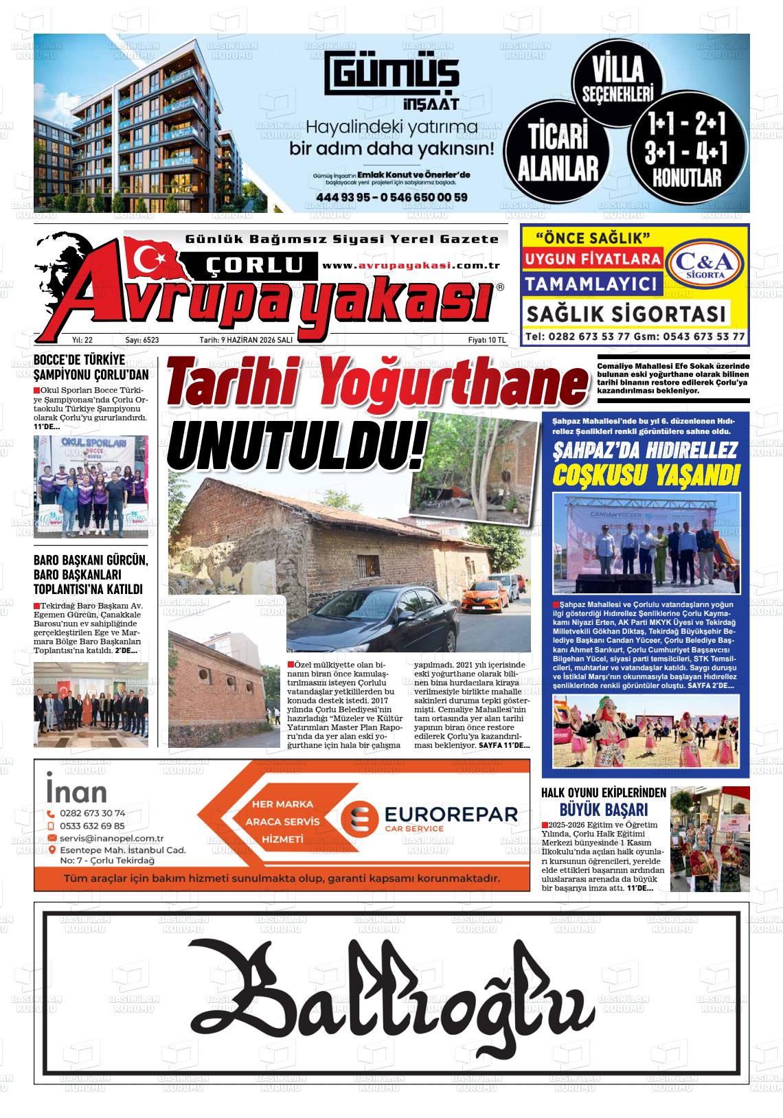 Tekirdag Avrupayakasi 09.06.2026
