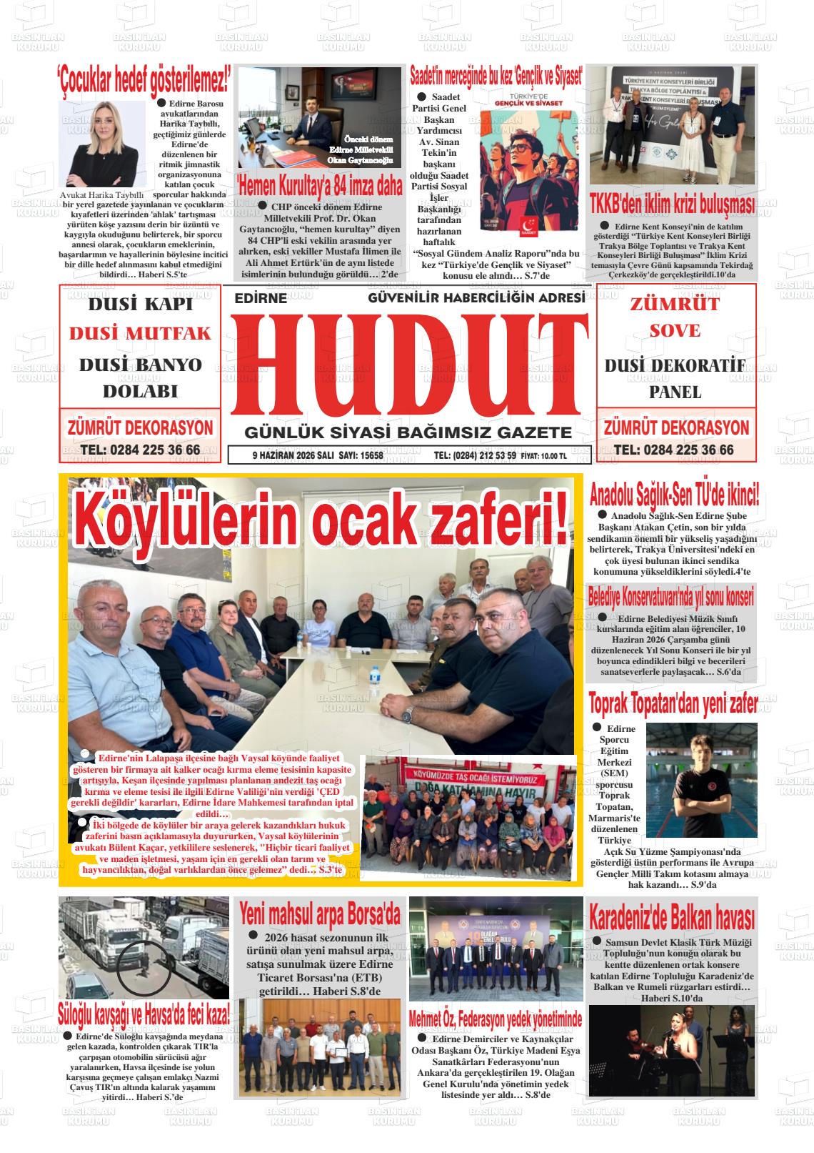 Edirne Hudut 09.06.2026