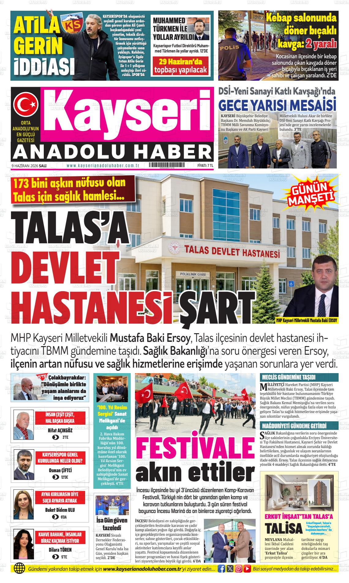 Kayseri Anadoluhaber 09.06.2026