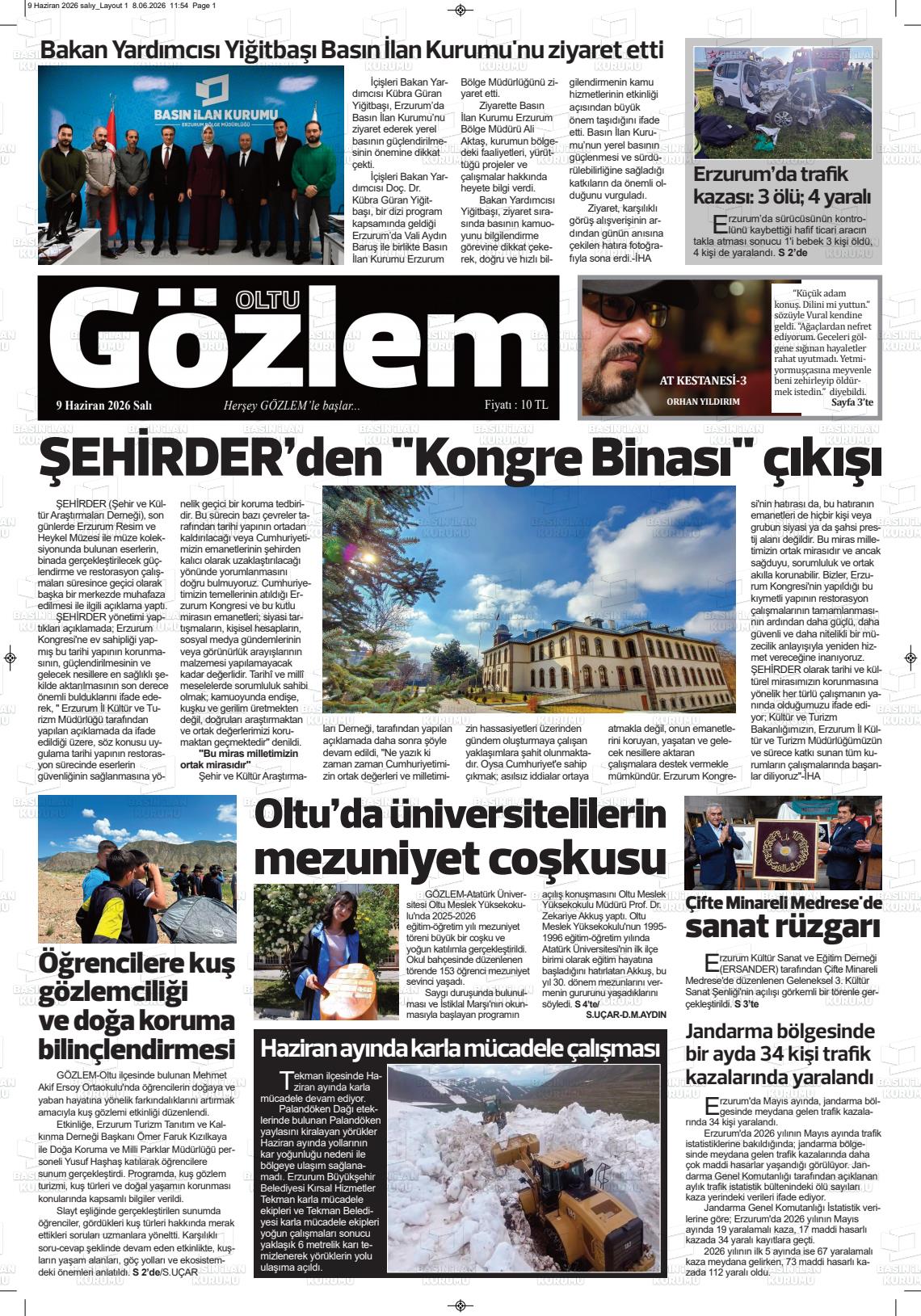 Erzurum Oltugozlem 09.06.2026