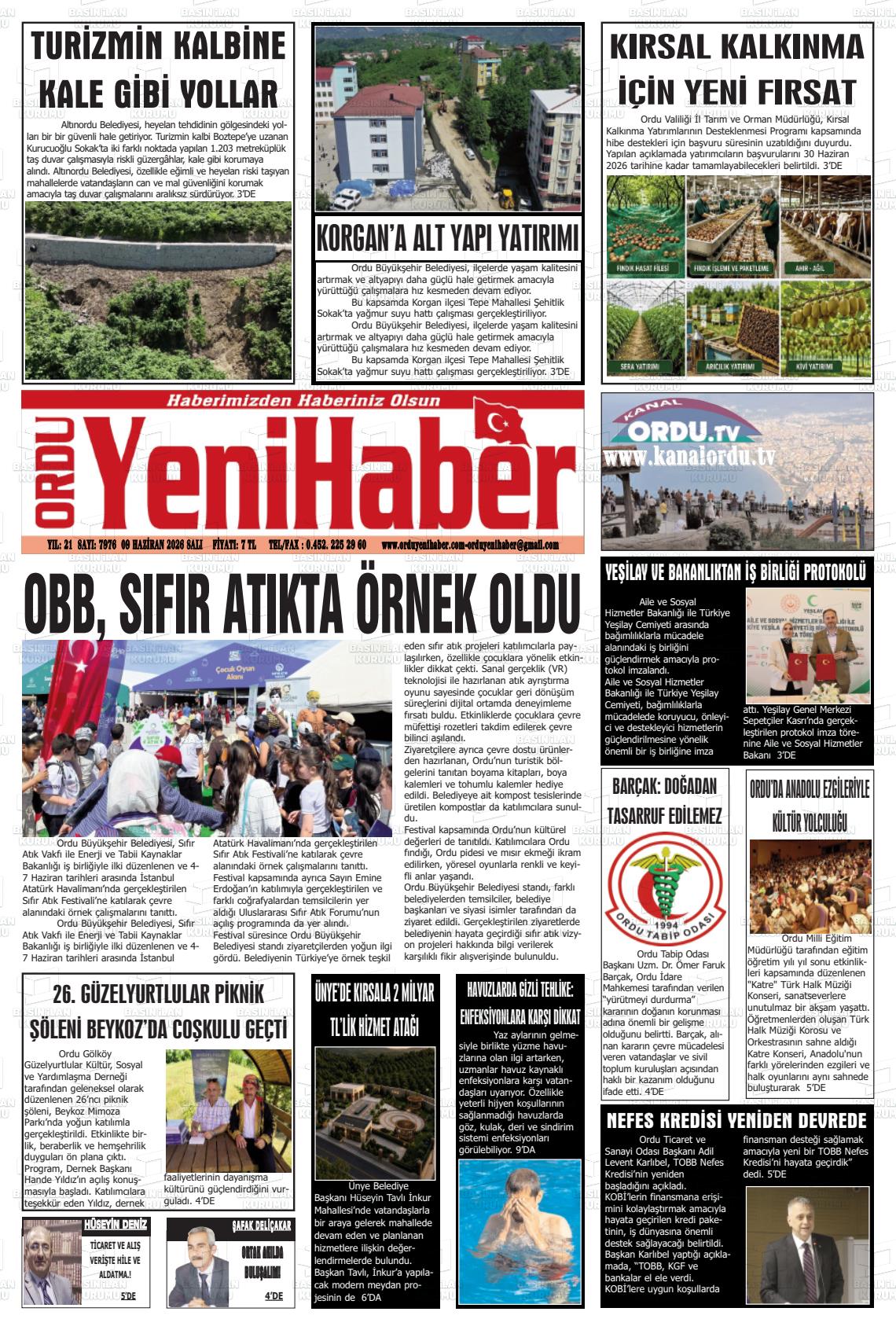 Ordu Yenihaber 09.06.2026