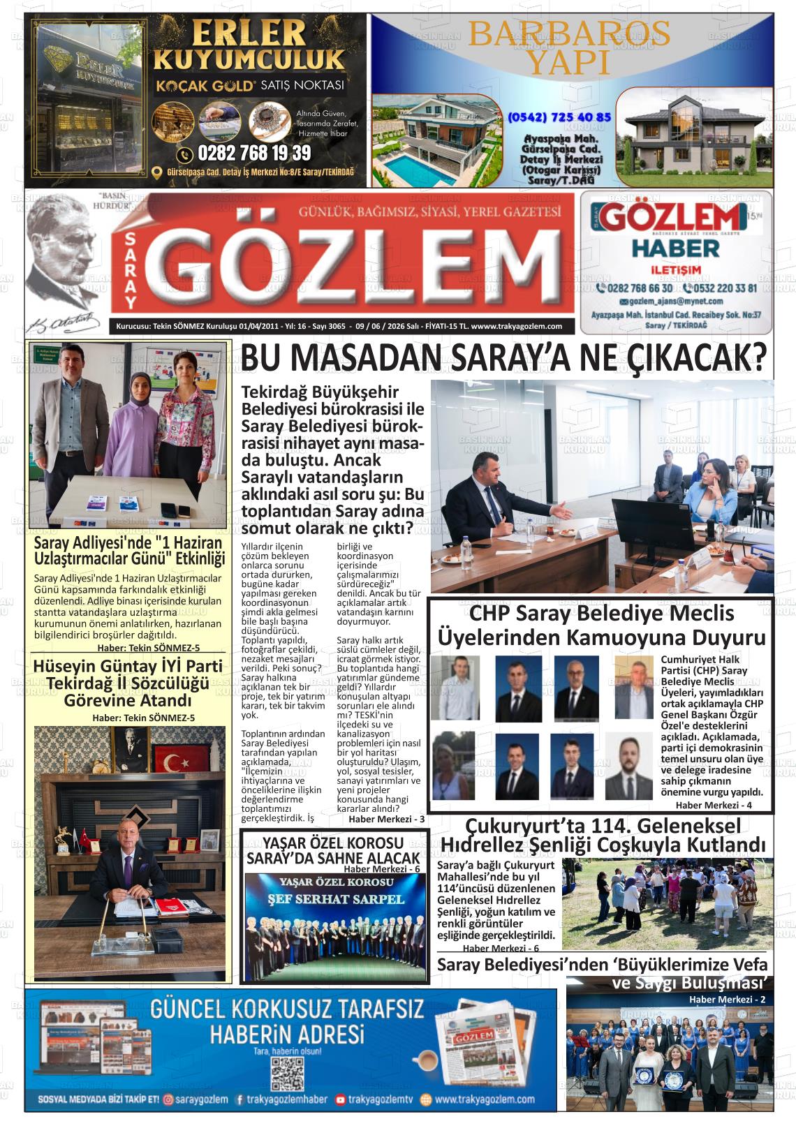 Tekirdag Saraygozlem 09.06.2026