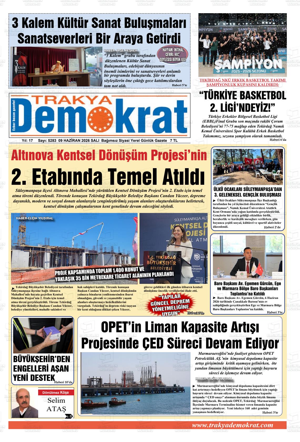 Tekirdag Trakyademokrat 09.06.2026