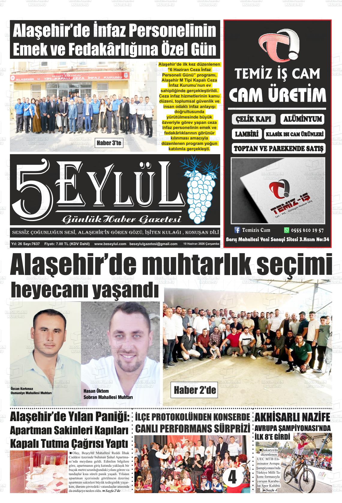 Manisa Alasehir 5 Eylul 10.06.2026