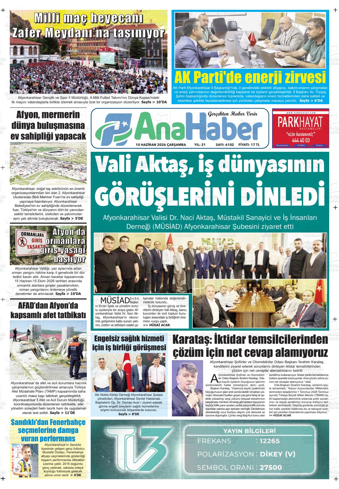Afyonkarahisar Anahaber 10.06.2026