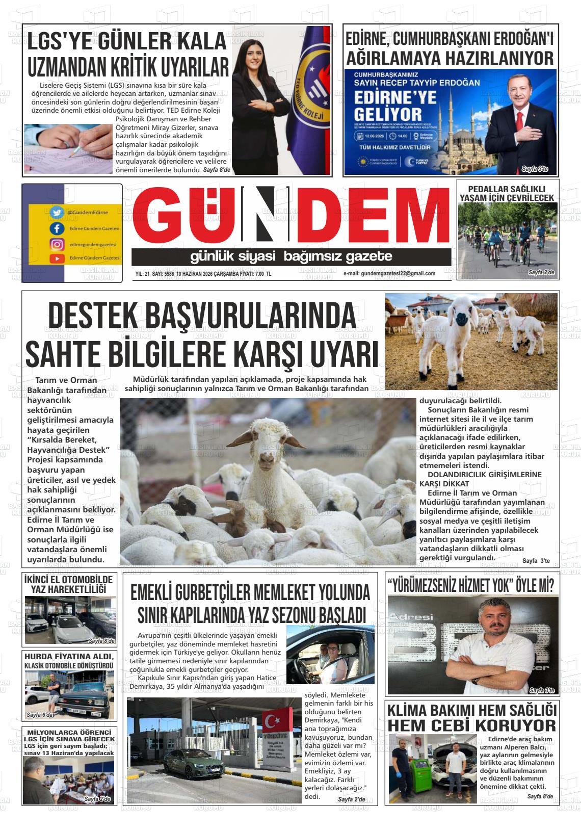 Edirne Gundem 10.06.2026