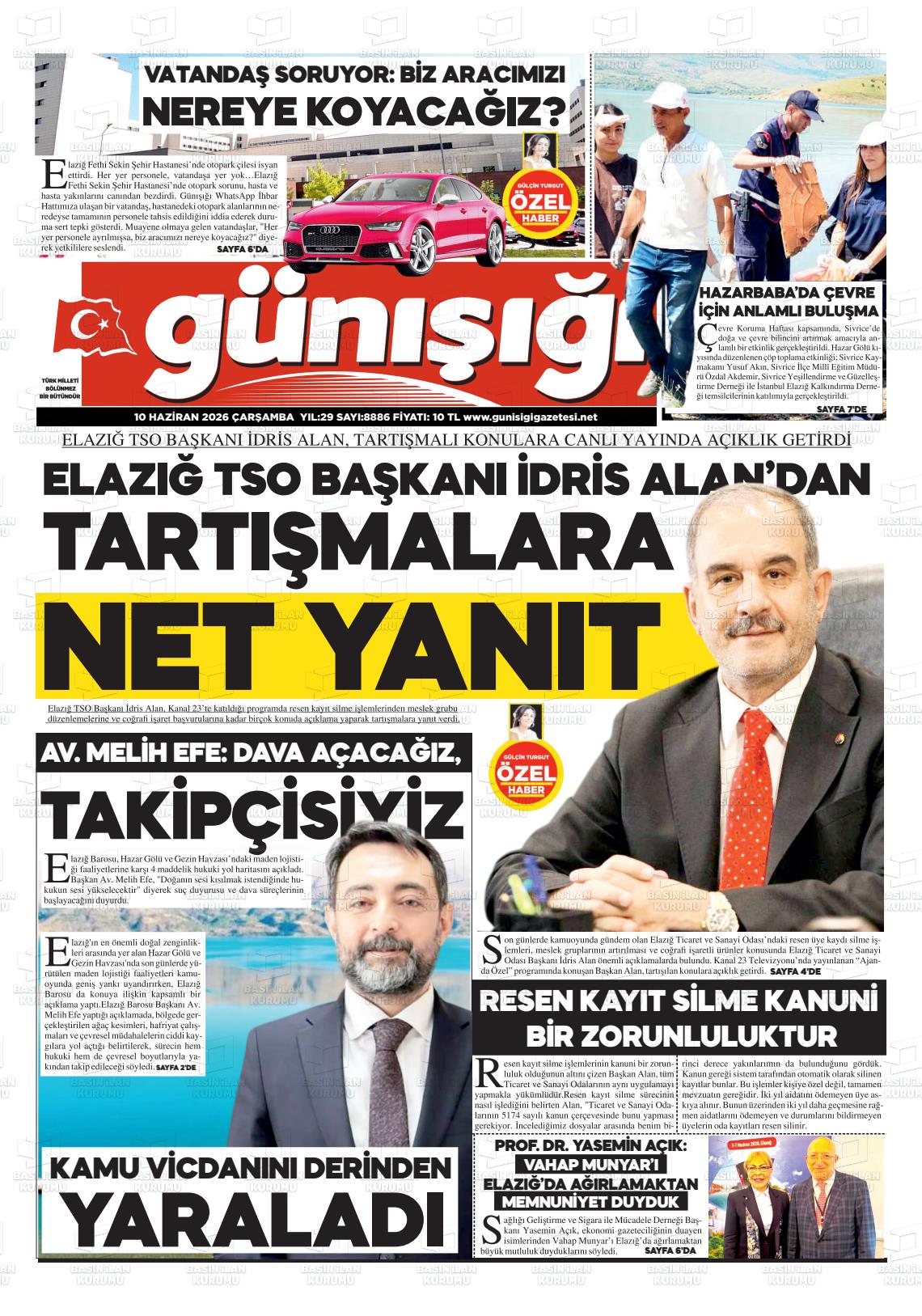 Elazig Gunisigi 10.06.2026