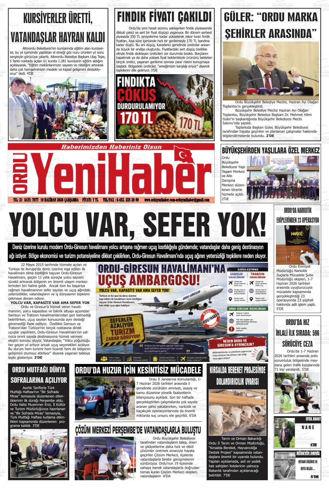Ordu Yenihaber 10.06.2026