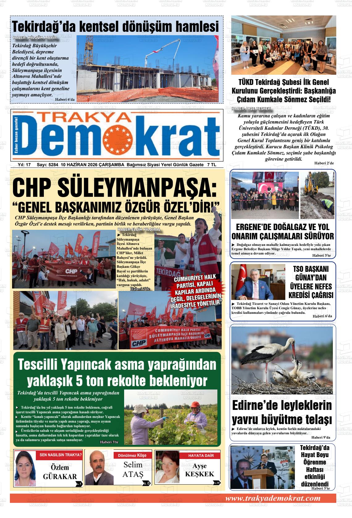 Tekirdag Trakyademokrat 10.06.2026