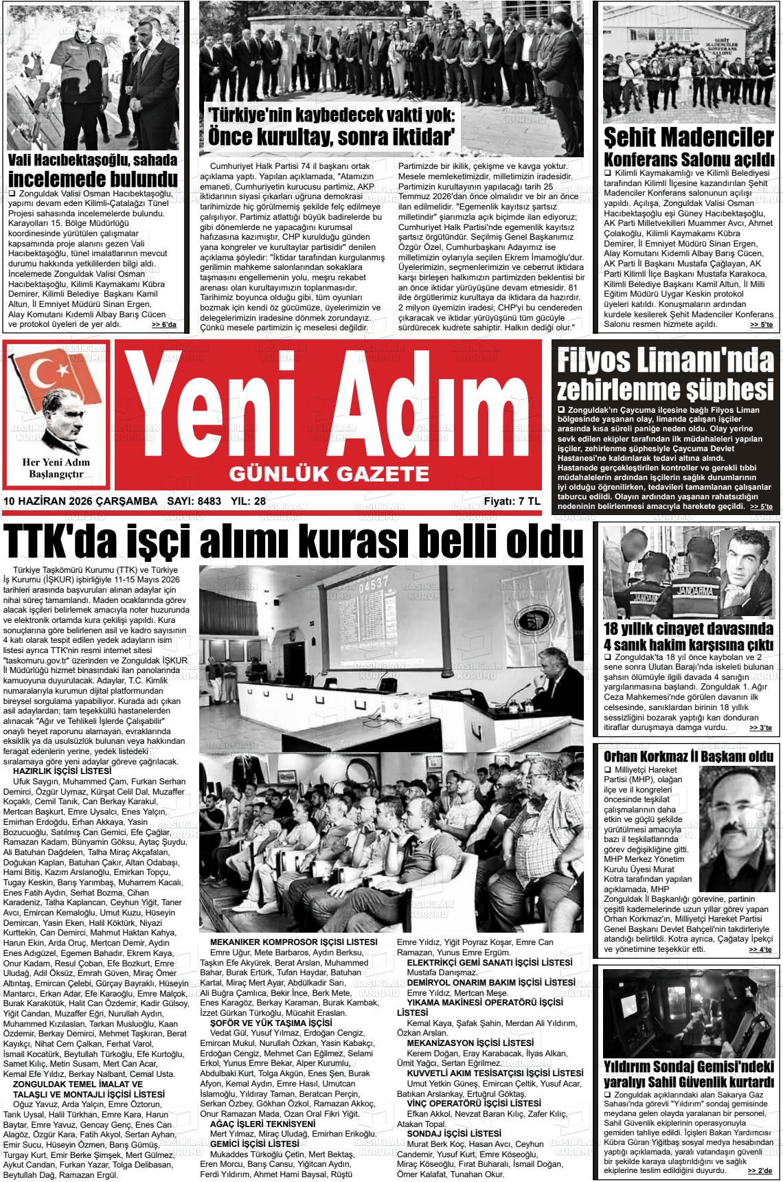 Zonguldak Yeniadim 10.06.2026