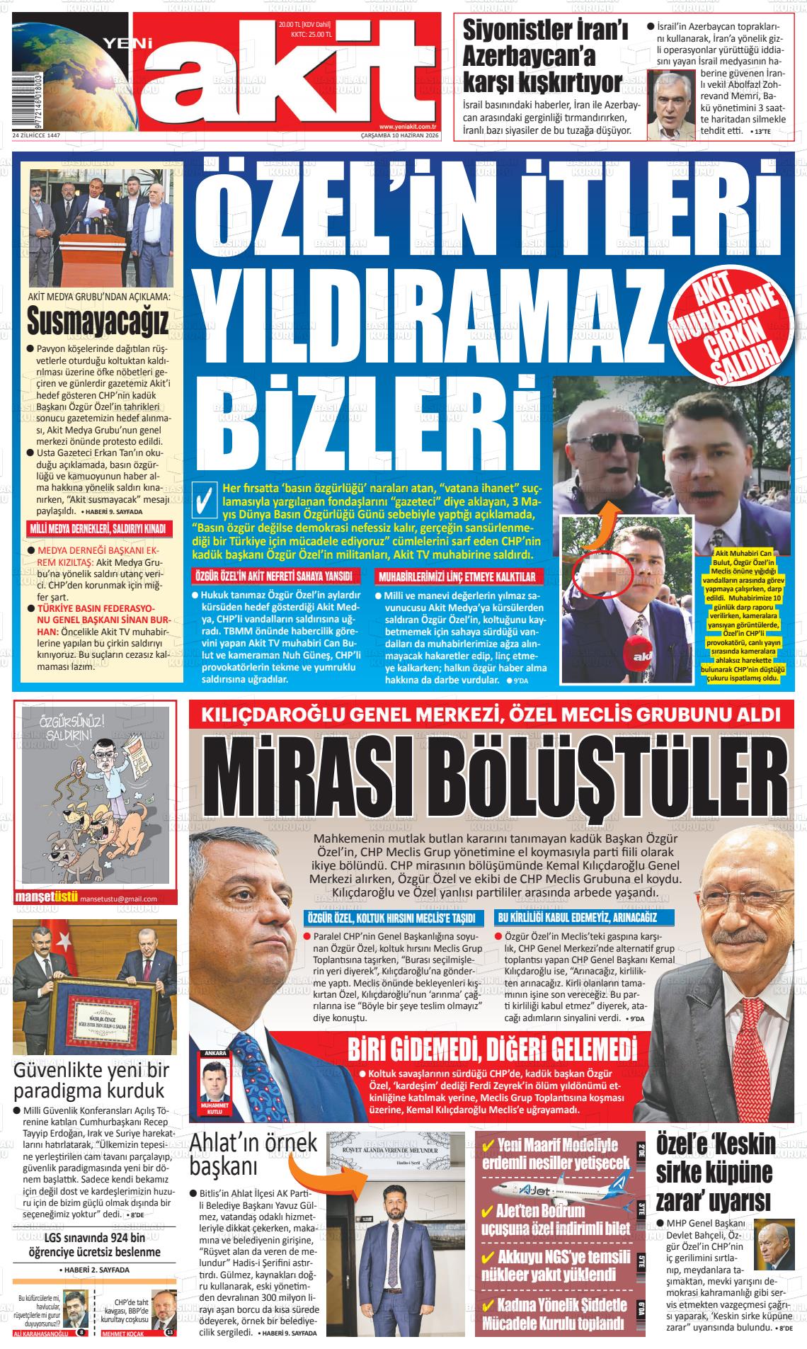 Yeni Akit Gazetesi 10.06.2026