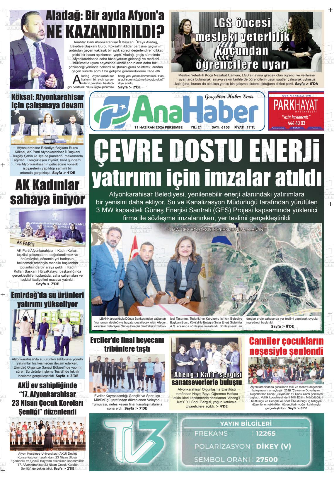 Afyonkarahisar Anahaber 11.06.2026