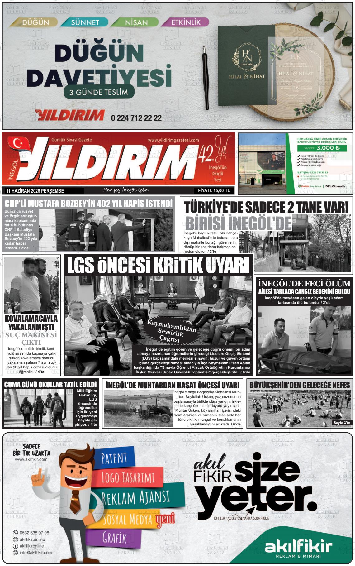 Bursa Inegolyildirim 11.06.2026