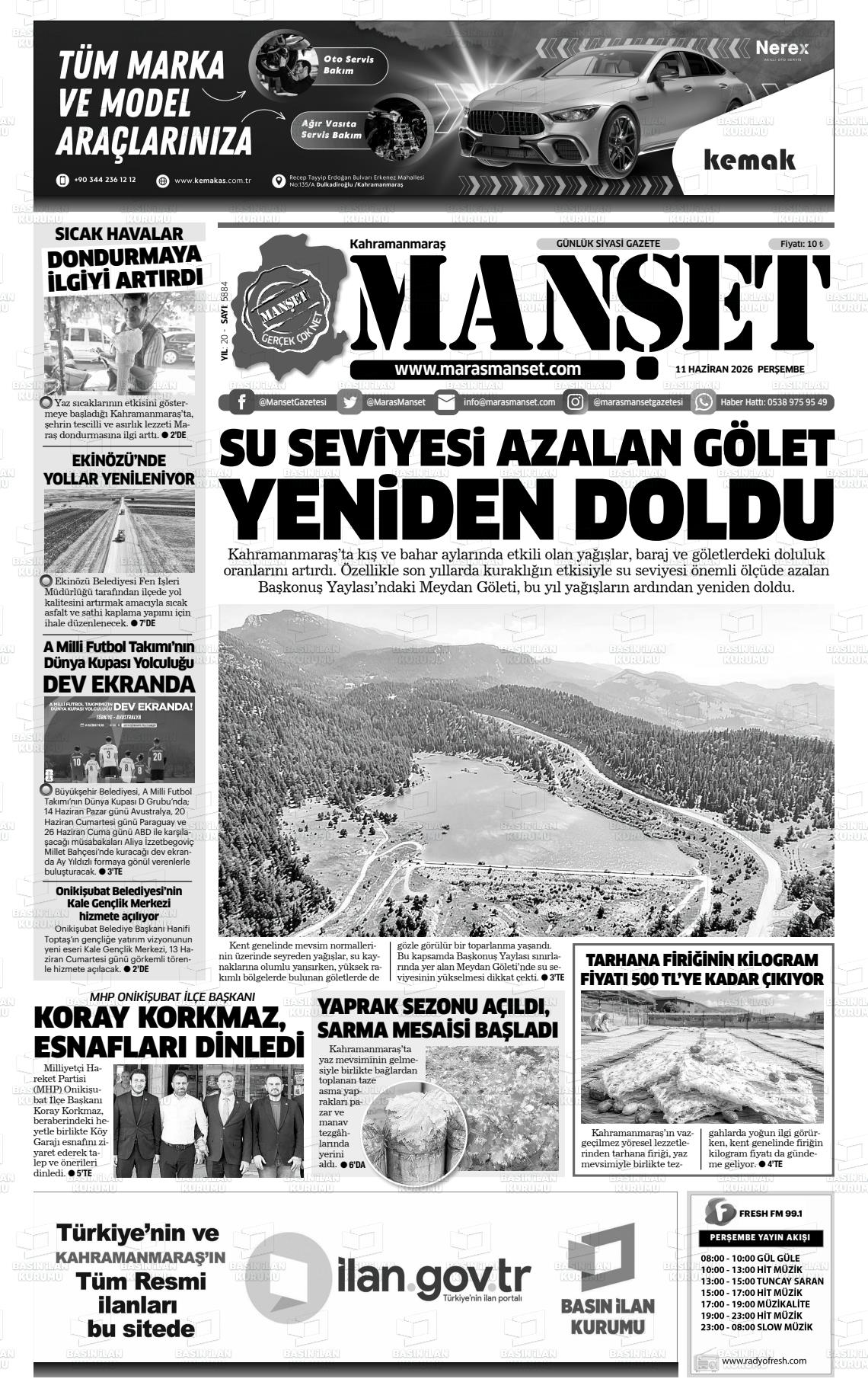 Kahramanmaras Manset 11.06.2026