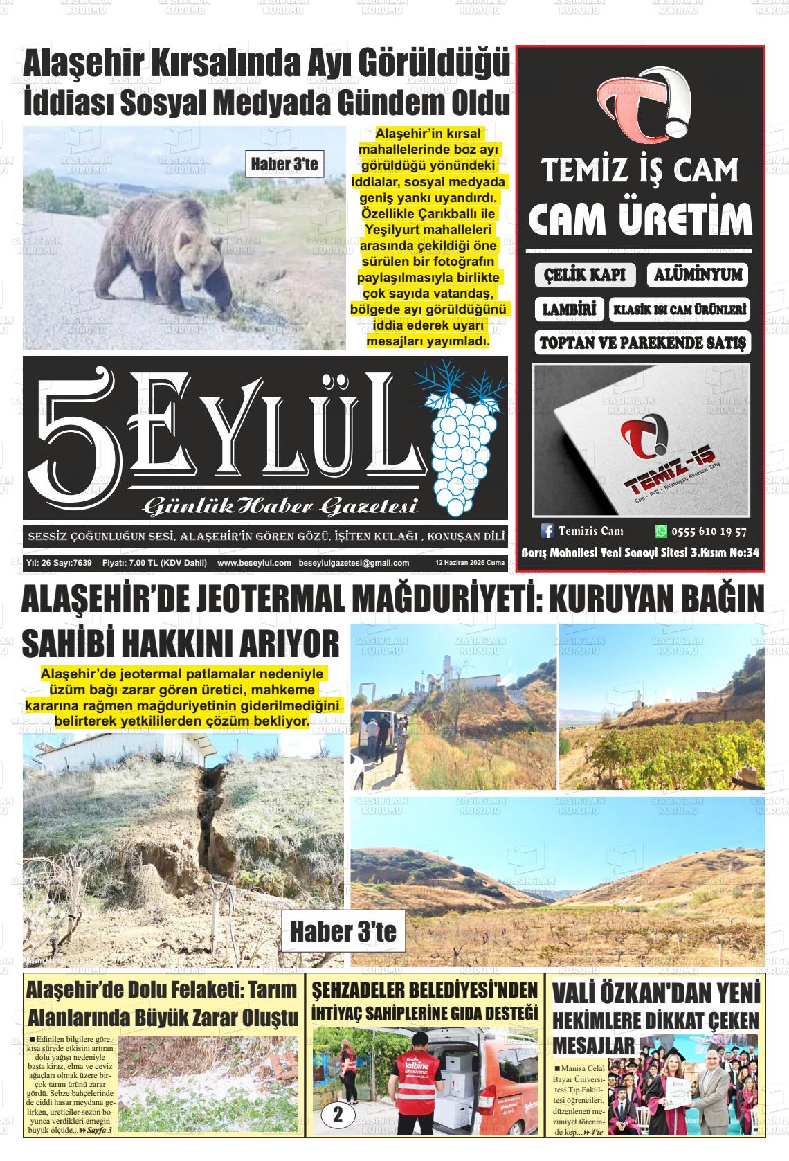 Manisa Alasehir 5 Eylul 12.06.2026