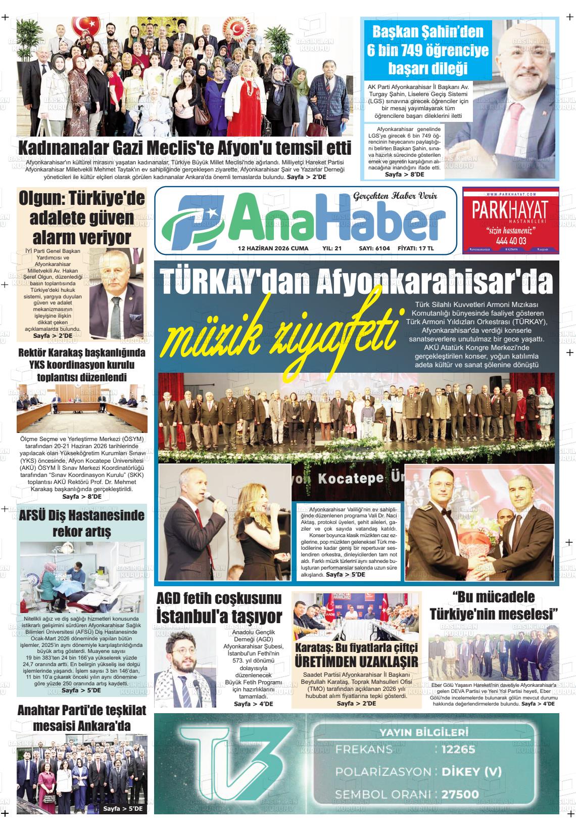 Afyonkarahisar Anahaber 12.06.2026