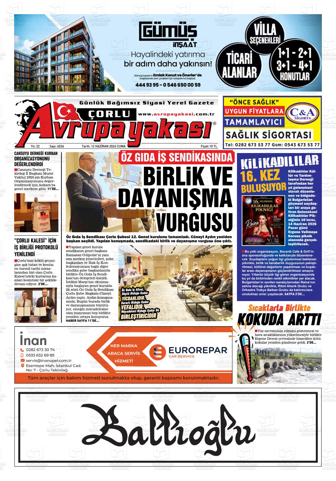Tekirdag Avrupayakasi 12.06.2026