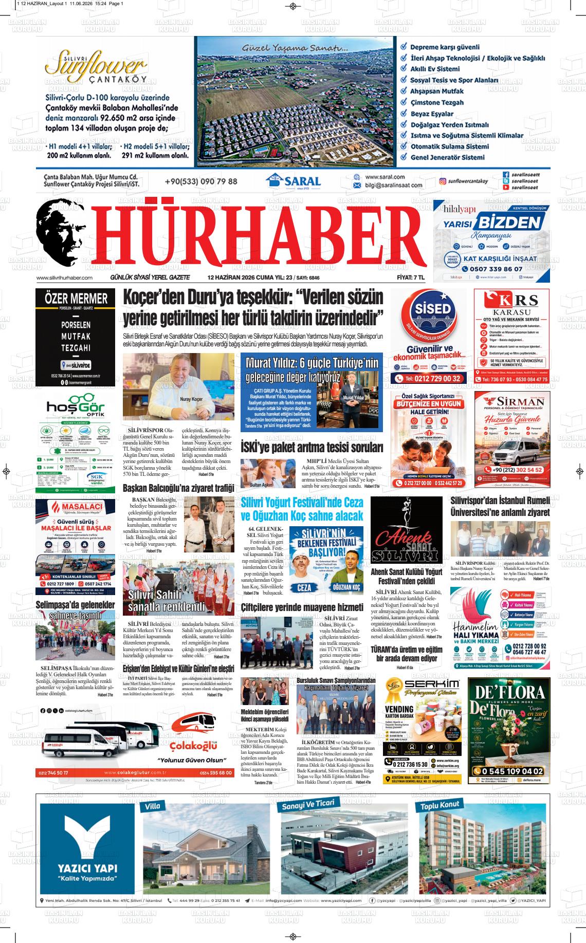 Hür Haber Gazetesi 12.06.2026