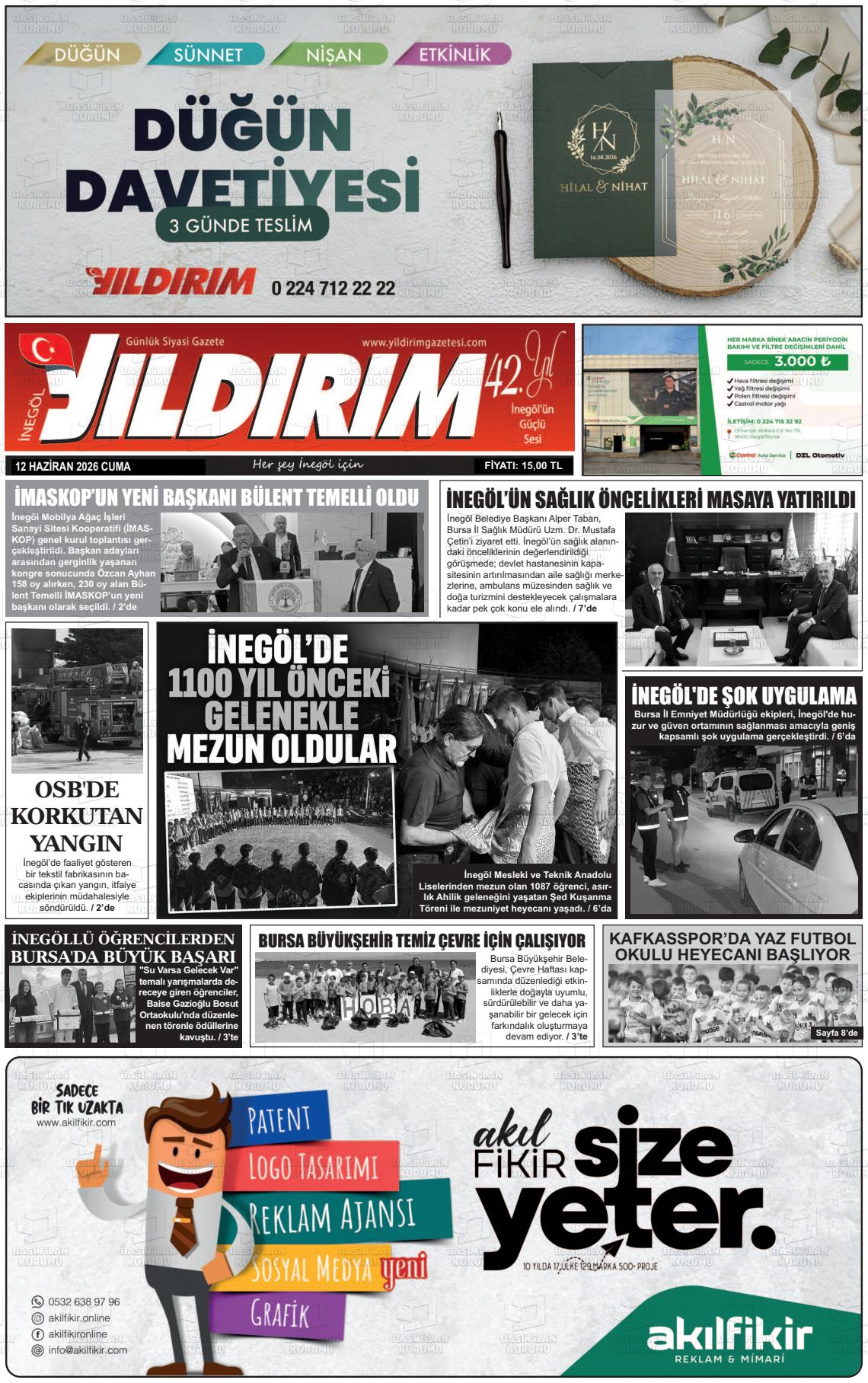 Bursa Inegolyildirim 12.06.2026