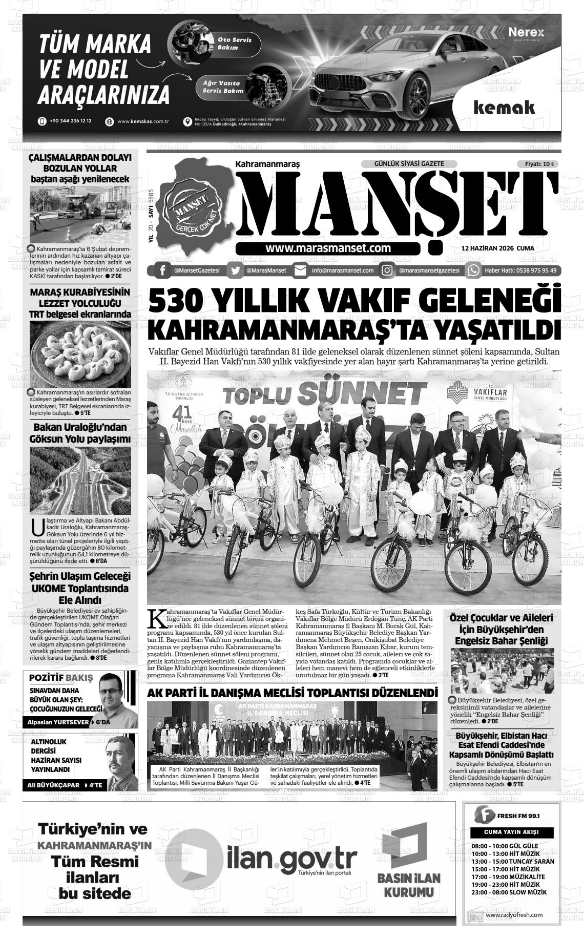 Kahramanmaras Manset 12.06.2026