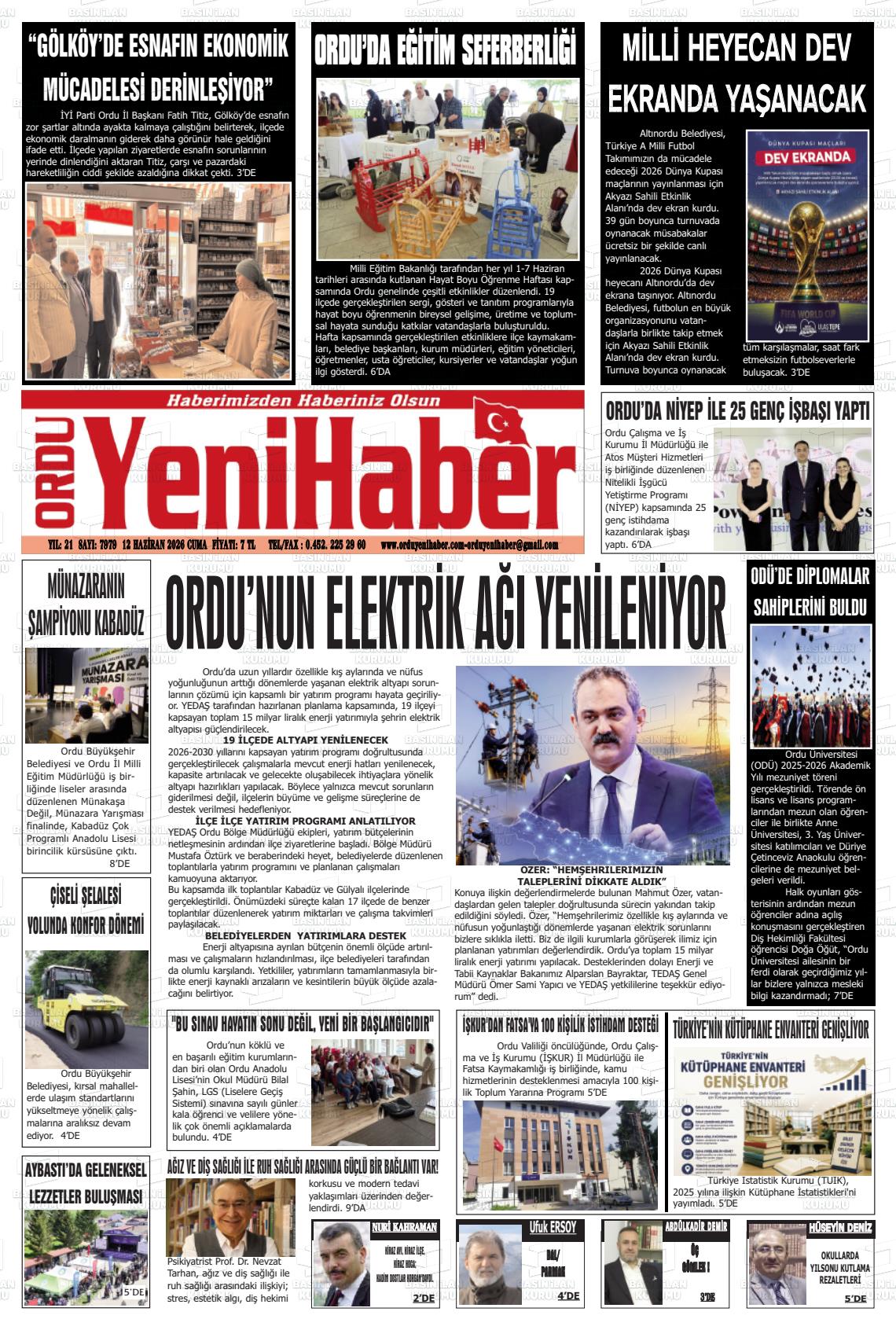 Ordu Yenihaber 12.06.2026