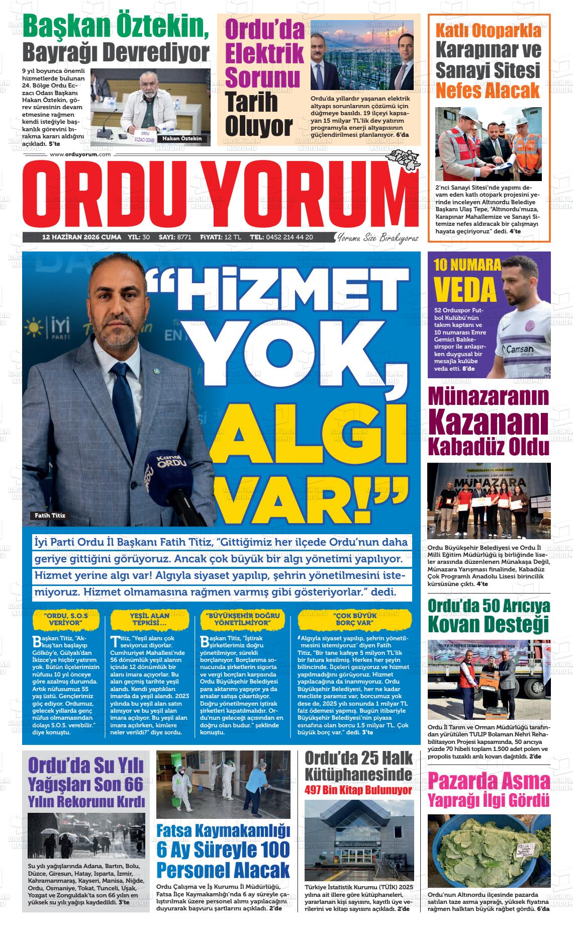 Ordu Yorum 12.06.2026